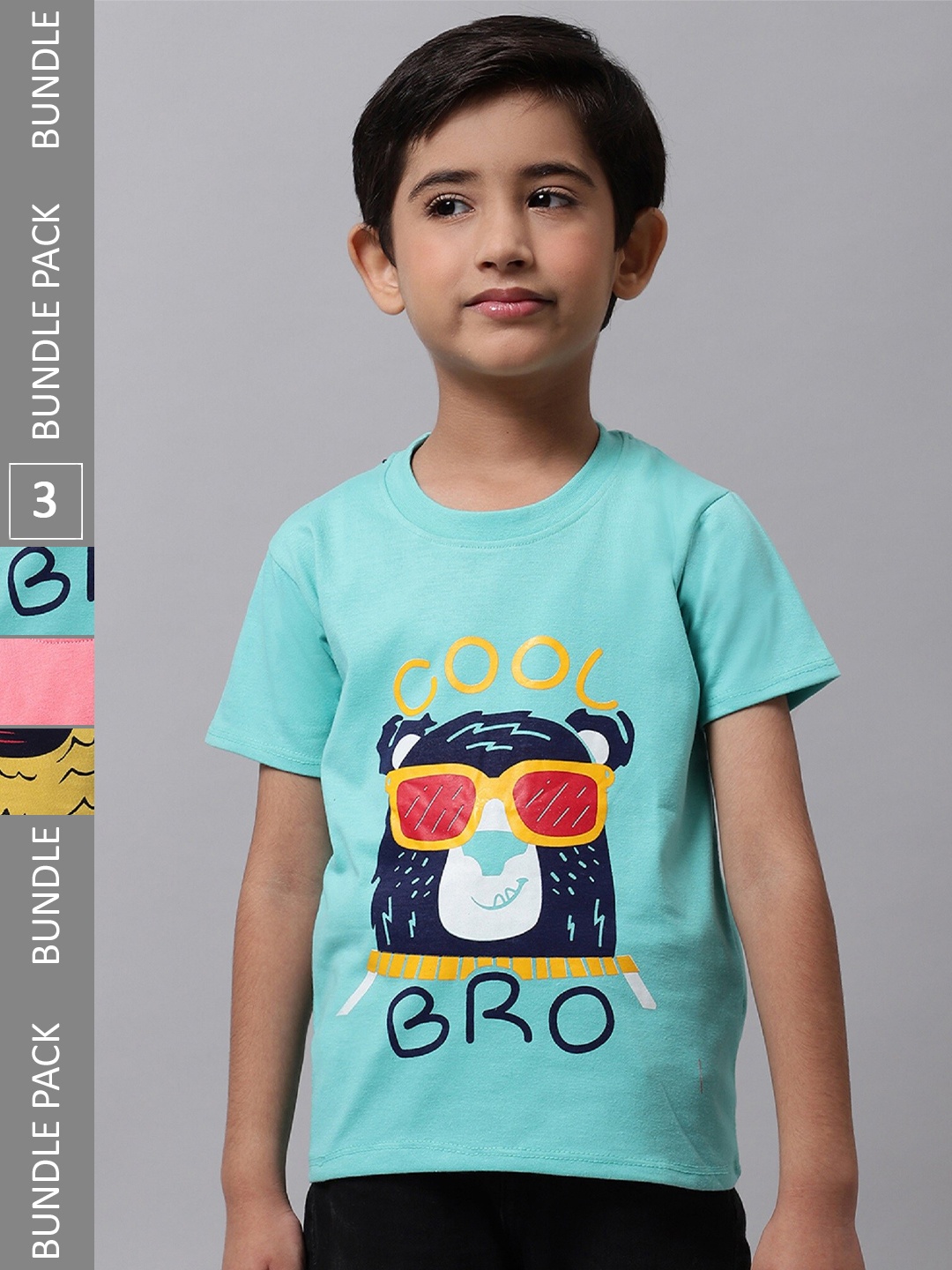 

BAESD Boys Pack Of 3 Graphic Printed Cotton T-shirts, Blue