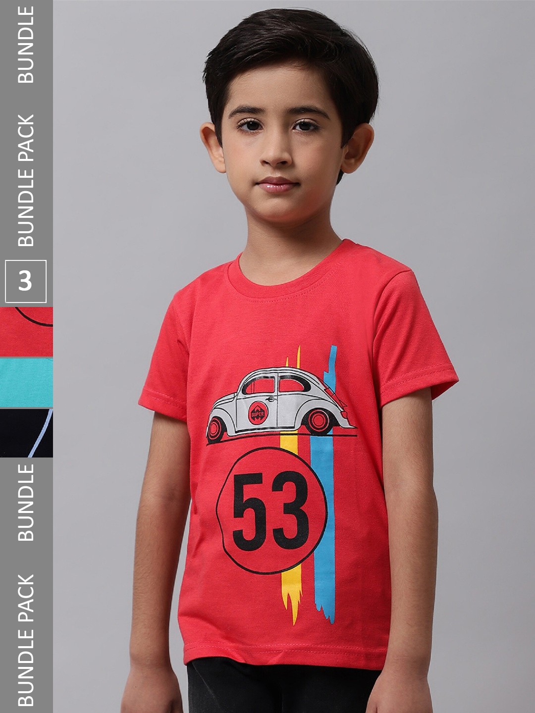 

BAESD Boys Pack Of 3 Graphic Printed Cotton T-shirt, Red