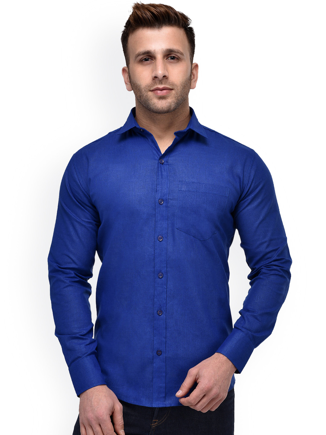 

Hangup Men Blue Regular Fit Solid Casual Shirt