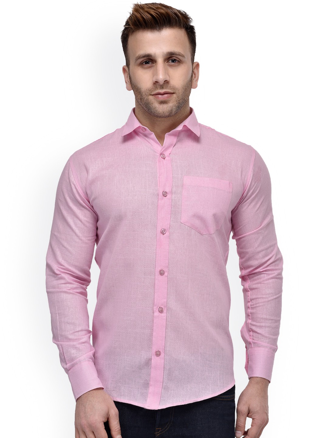 

Hangup Men Pink Regular Fit Solid Casual Shirt