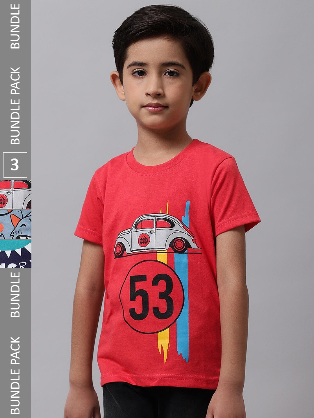 

BAESD Boys Pack Of 3 Printed Cotton T-shirts, Red
