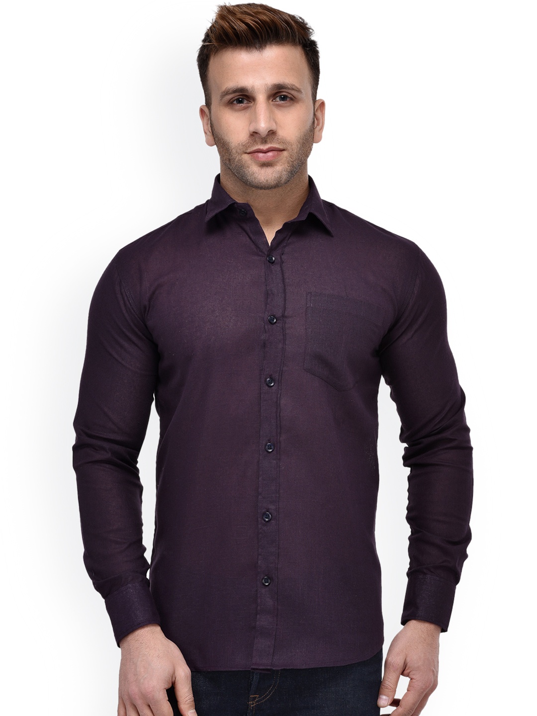 

Hangup Men Purple Regular Fit Solid Casual Shirt