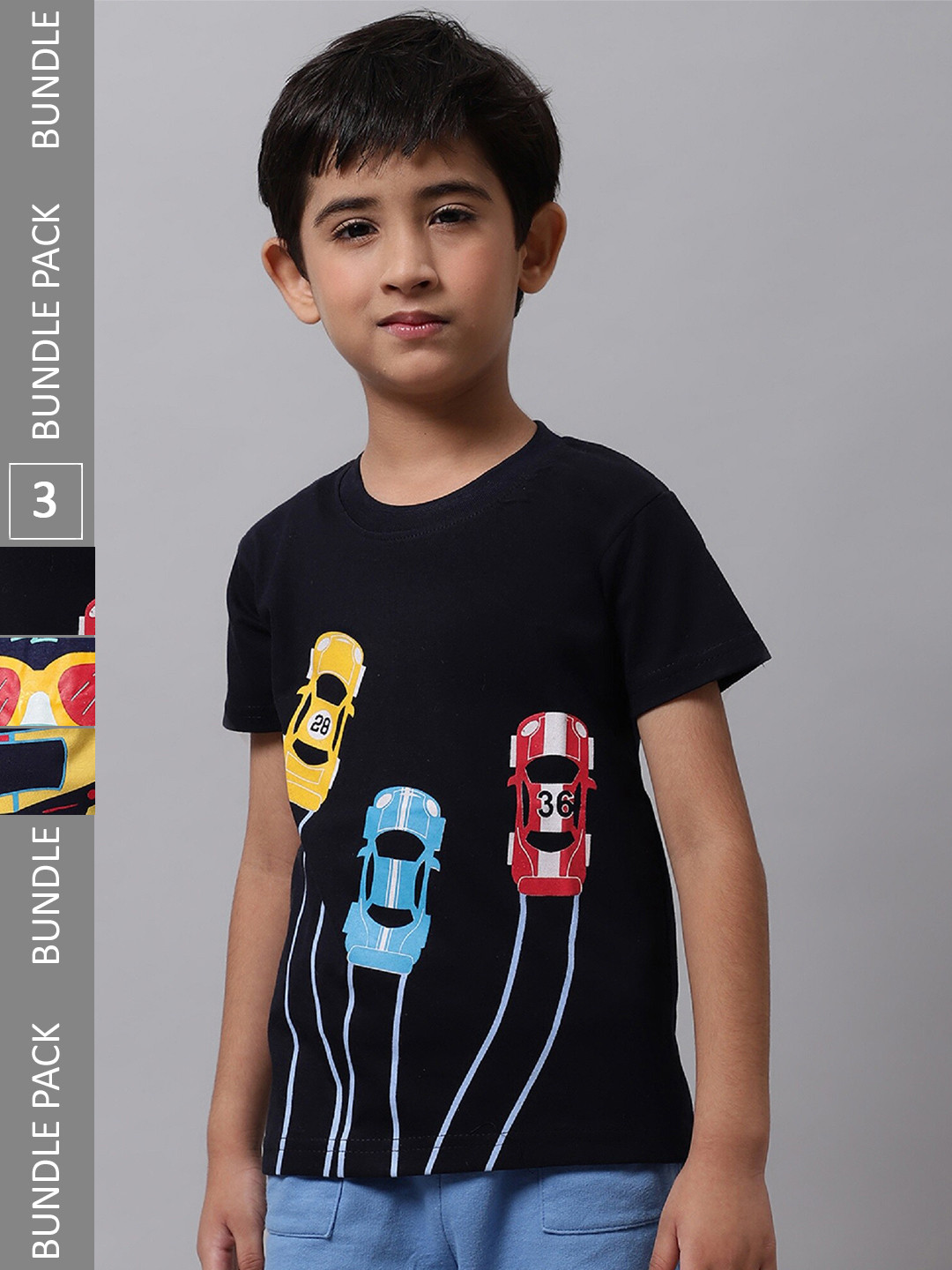 

BAESD Boys Pack Of 3 Conversational Printed Cotton T-shirt, Black