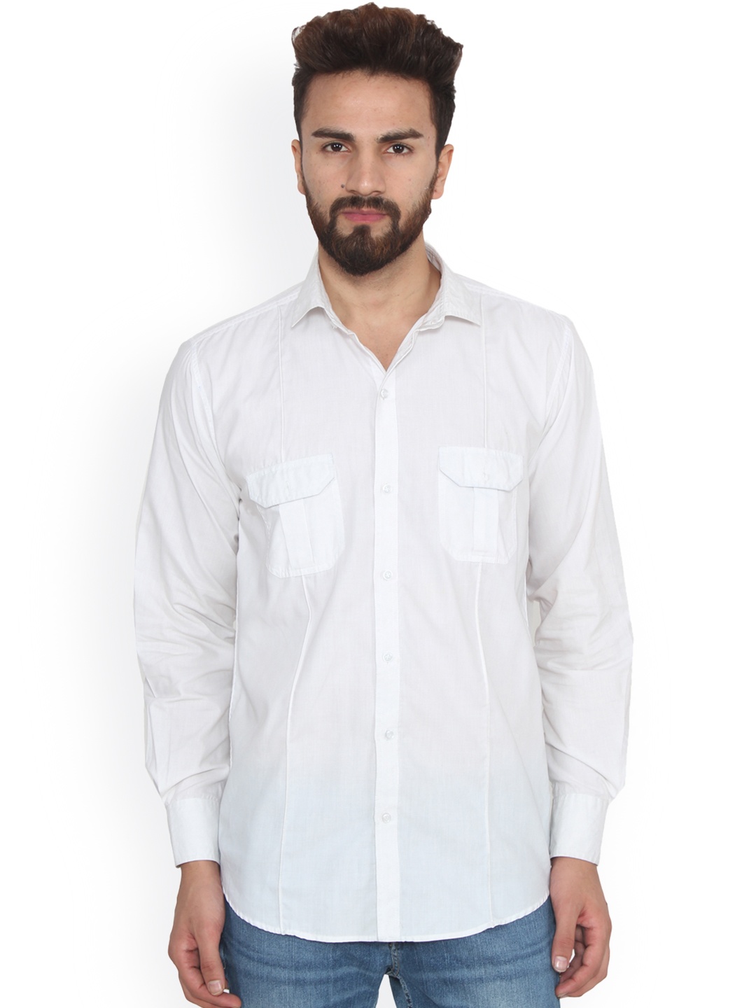 

Hangup Men White Regular Fit Solid Casual Shirt