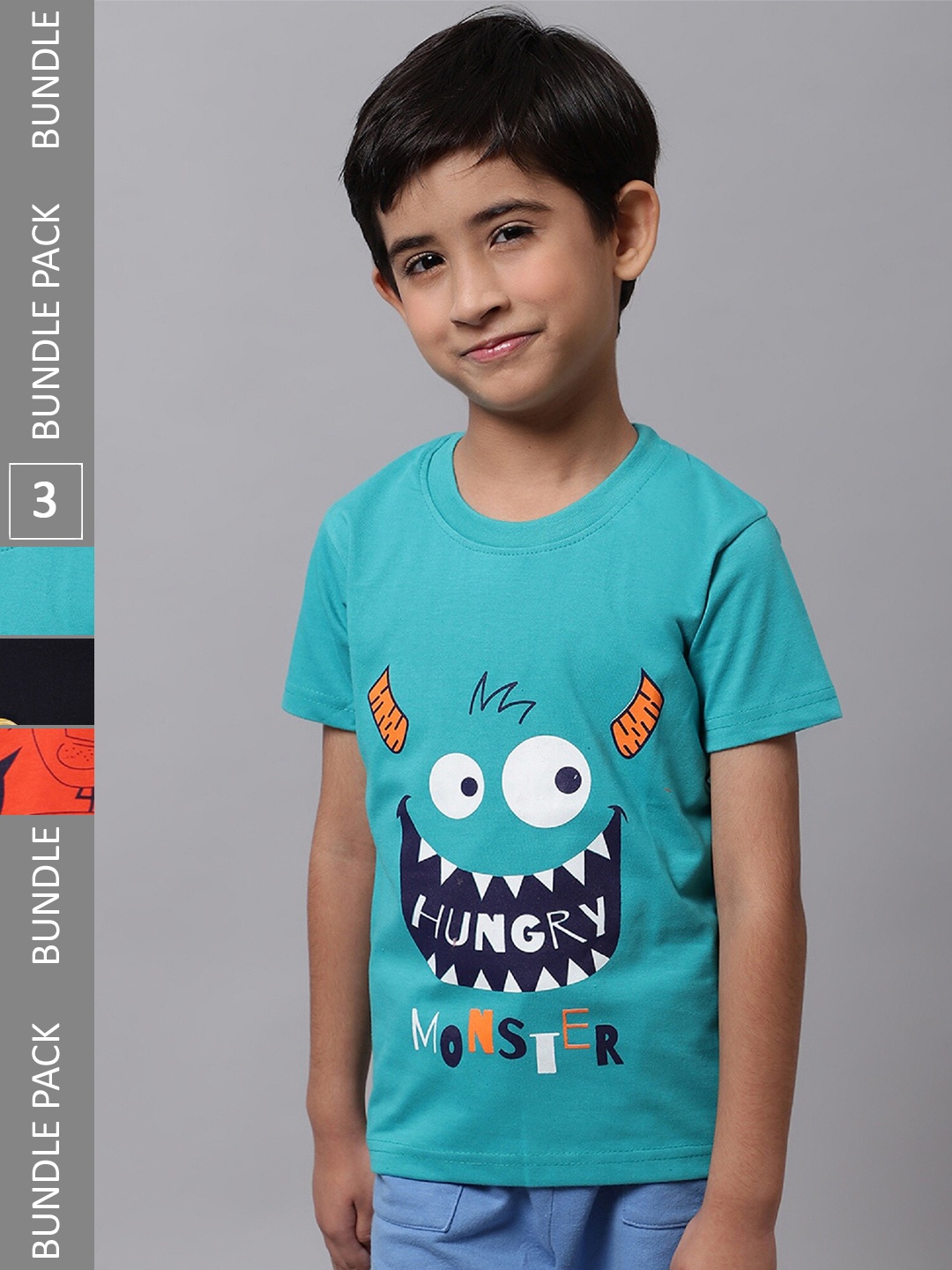 

BAESD Boys Pack Of 3 Graphic Printed Cotton T-Shirts, Teal