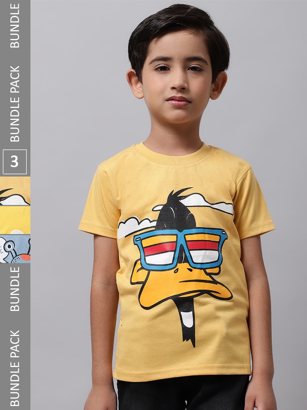 

BAESD Boys Pack Of 3 Printed Cotton T-shirts, Yellow