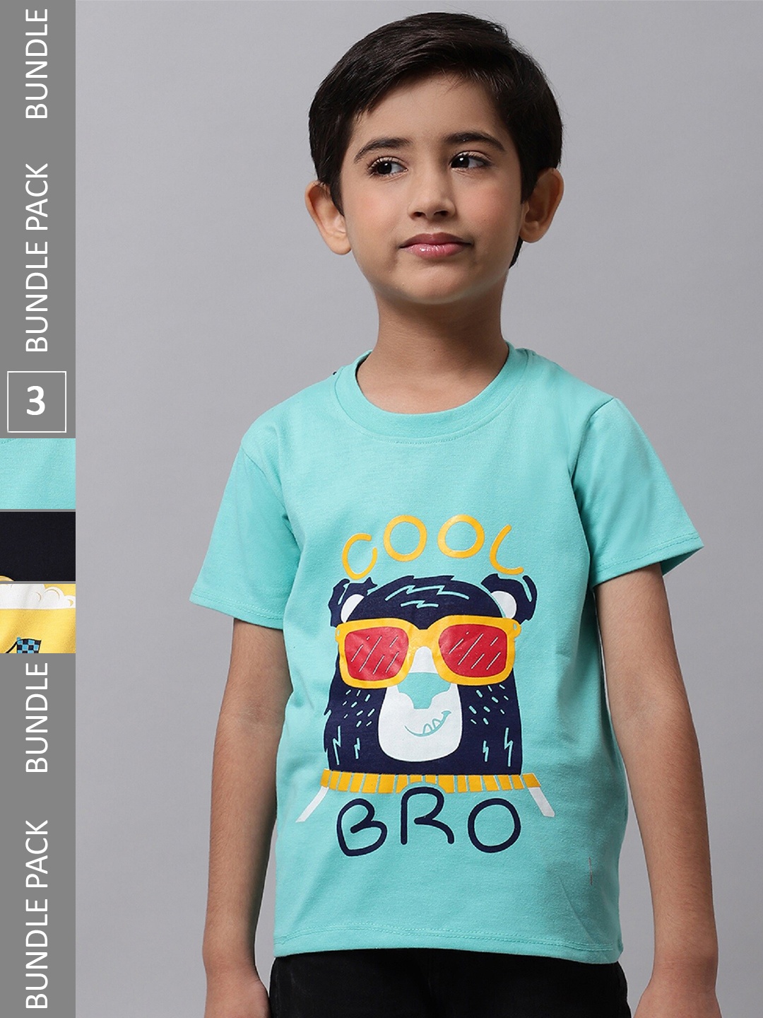 

BAESD Boys Pack of 3 Graphic Printed Cotton T-shirt, Blue