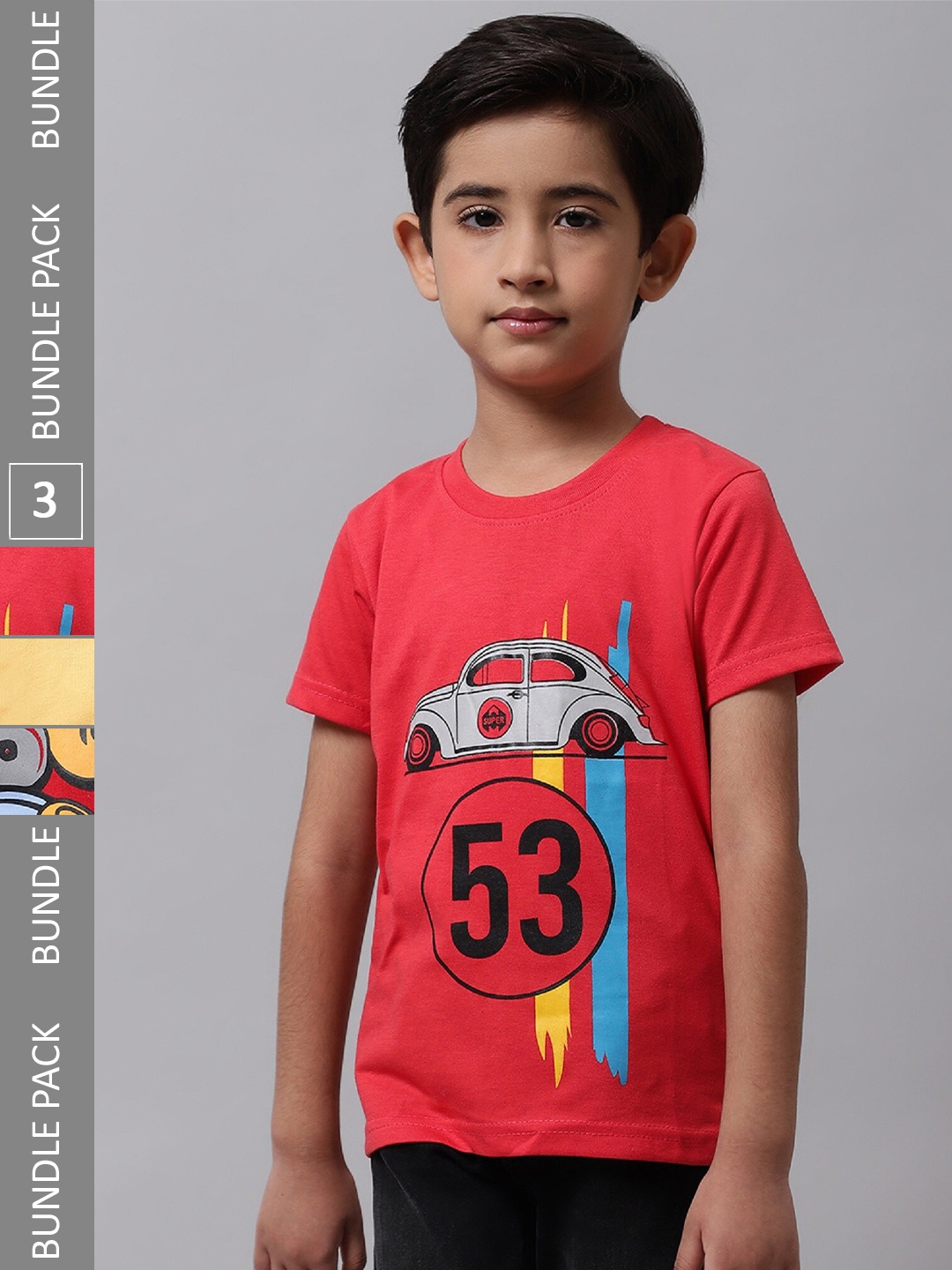 

BAESD Boys Pack Of 3 Printed Cotton T-shirts, Red
