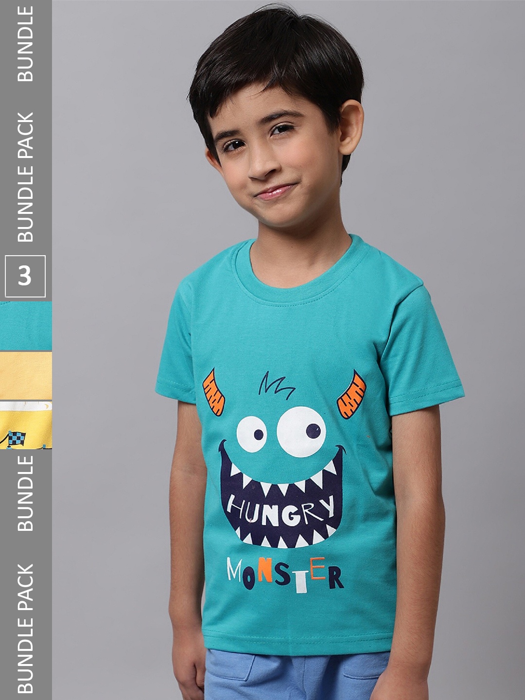 

BAESD Boys Pack Of 3 Printed Cotton T-shirts, Blue