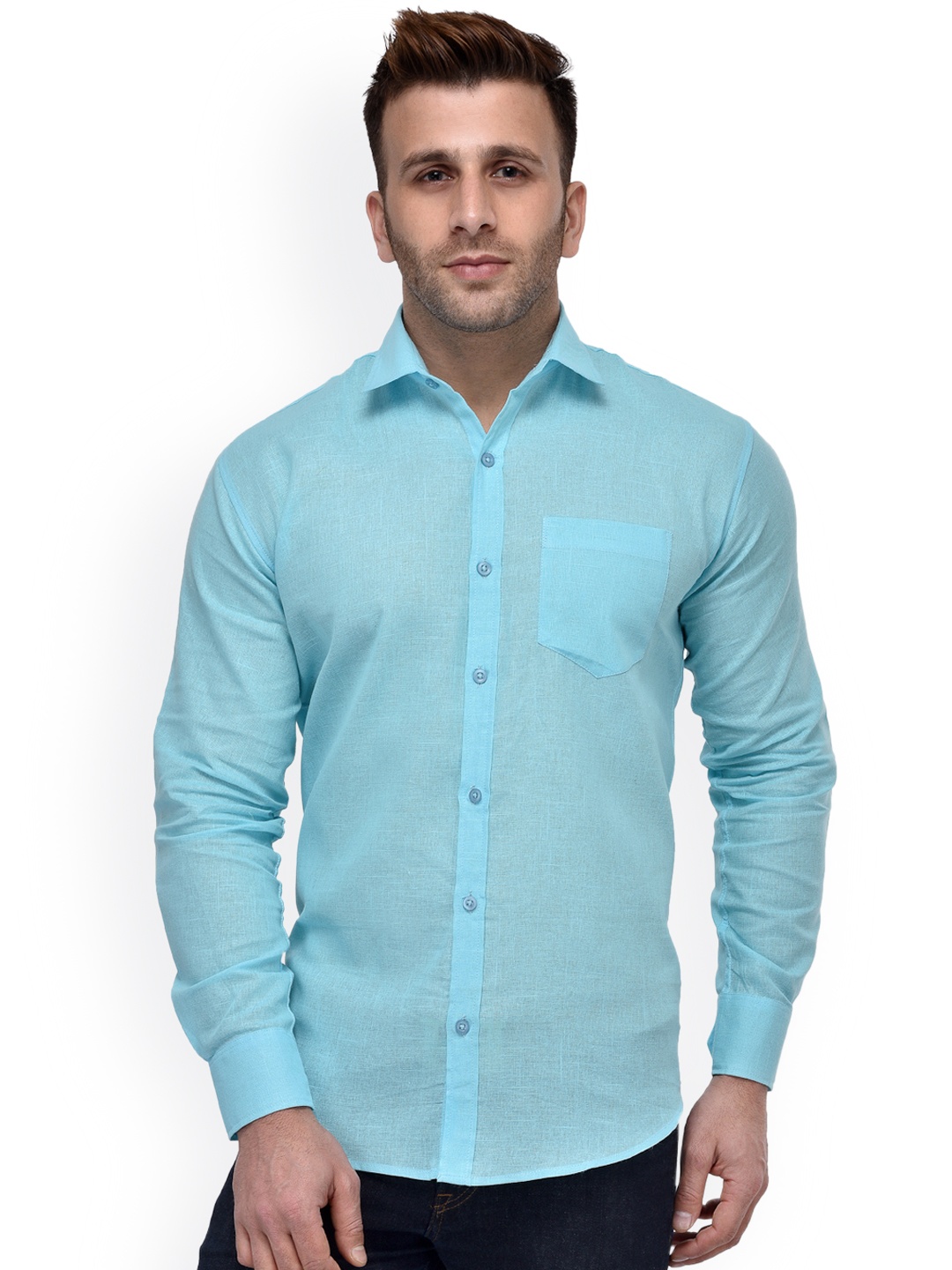 

Hangup Men Blue Regular Fit Solid Casual Shirt