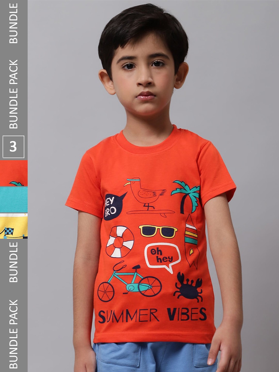 

BAESD Boys Pack Of 3 Graphic Printed Cotton T-shirt, Red