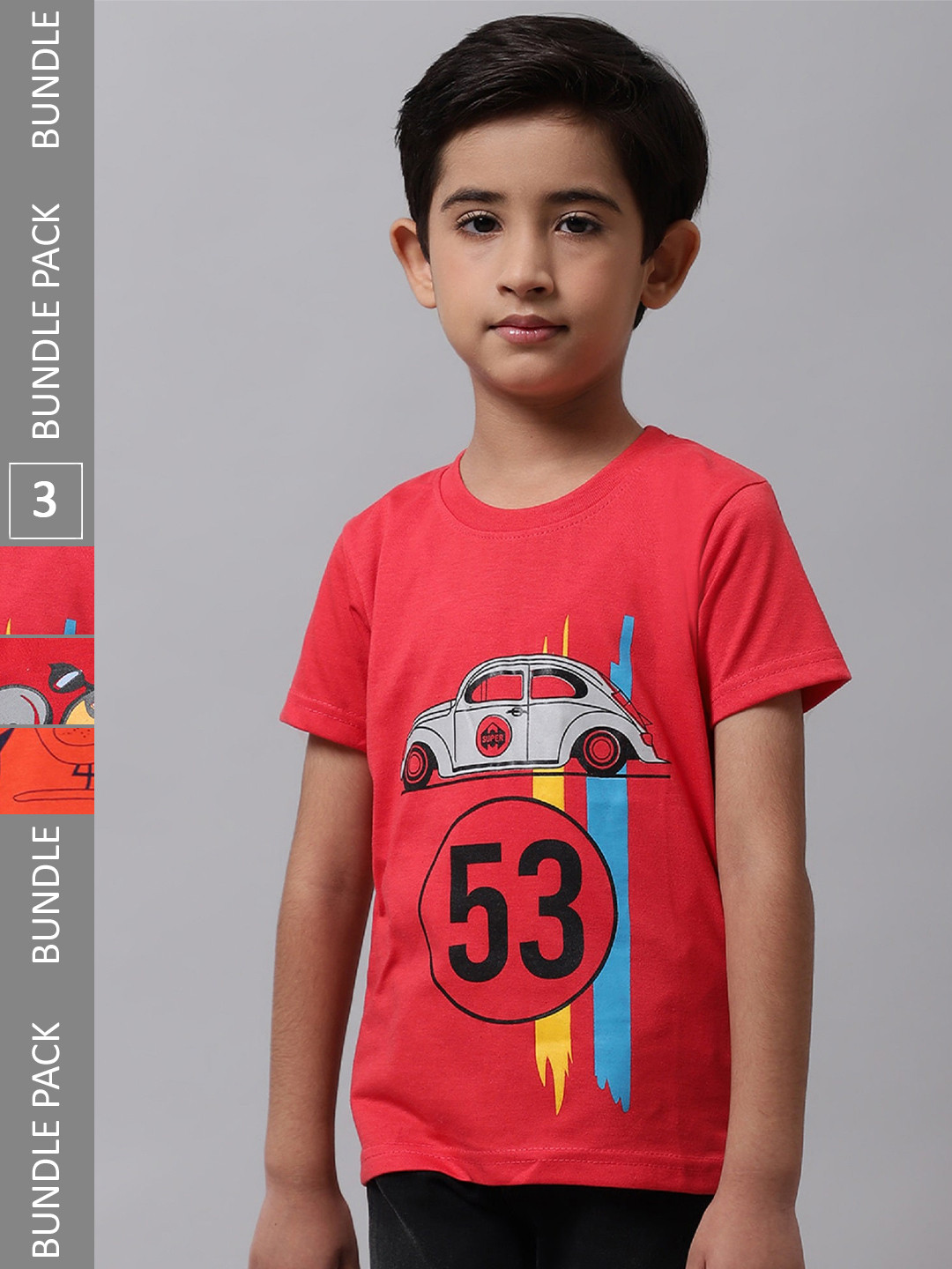 

BAESD Boys Pack Of 3 Printed Cotton T-shirt, Red