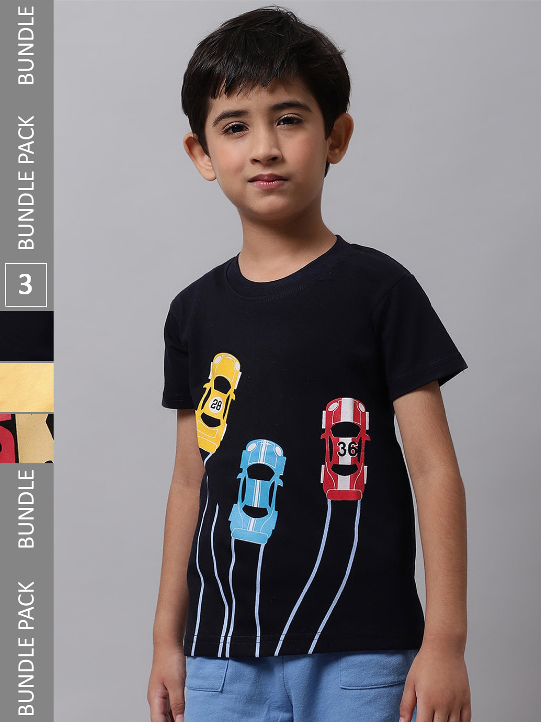 

BAESD Boys Pack Of 3 Graphic Printed Cotton T-Shirts, Black