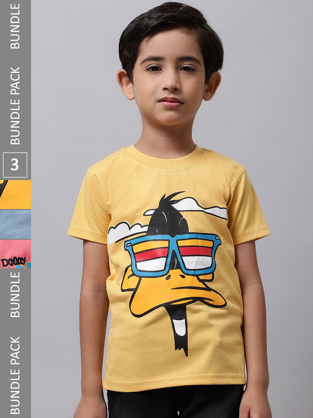 

BAESD Boys Pack Of 3 Printed Cotton T-shirt, Yellow