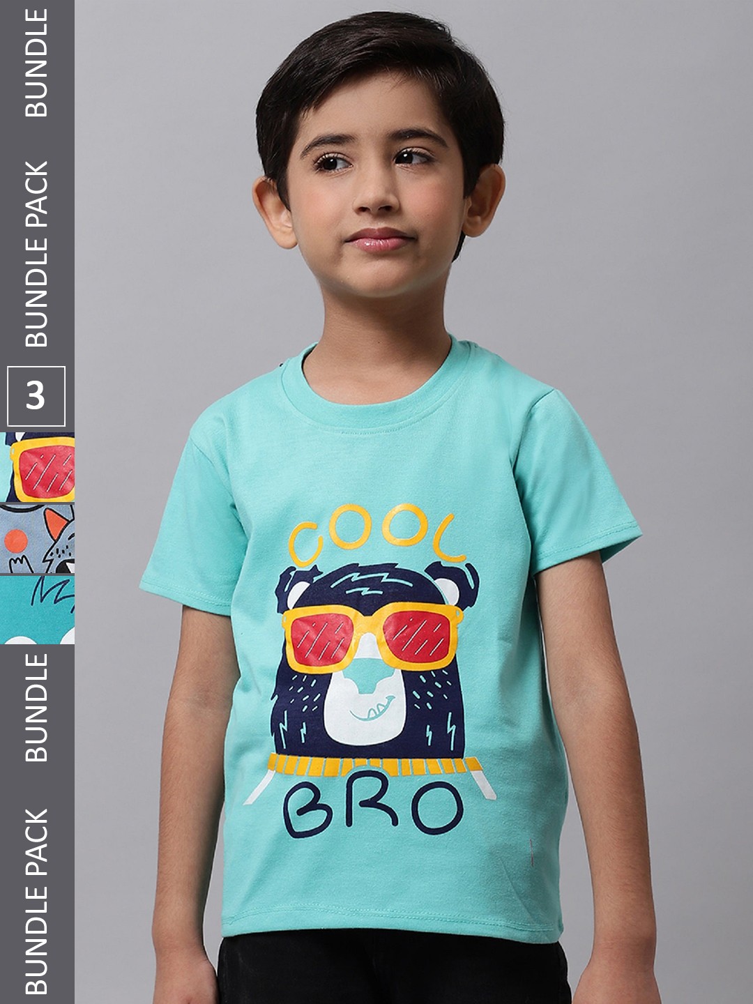 

BAESD Boys Pack of 3 Graphic Printed Cotton T-shirts, Blue