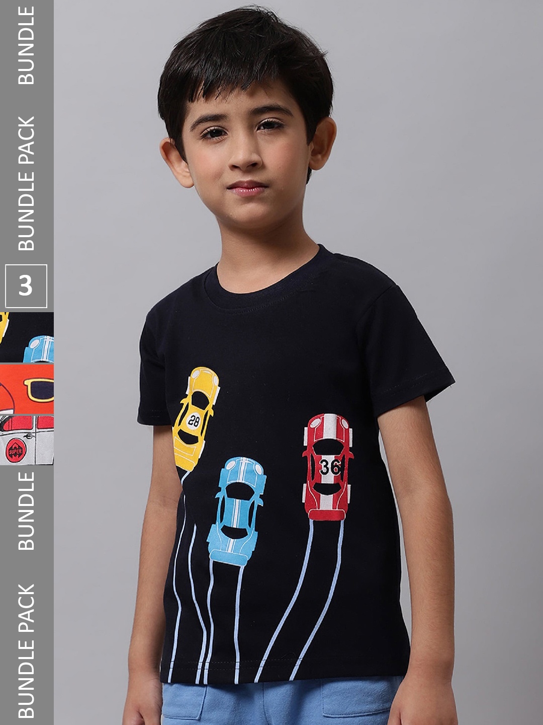 

BAESD Boys Pack Of 3 Printed Cotton T-shirts, Black