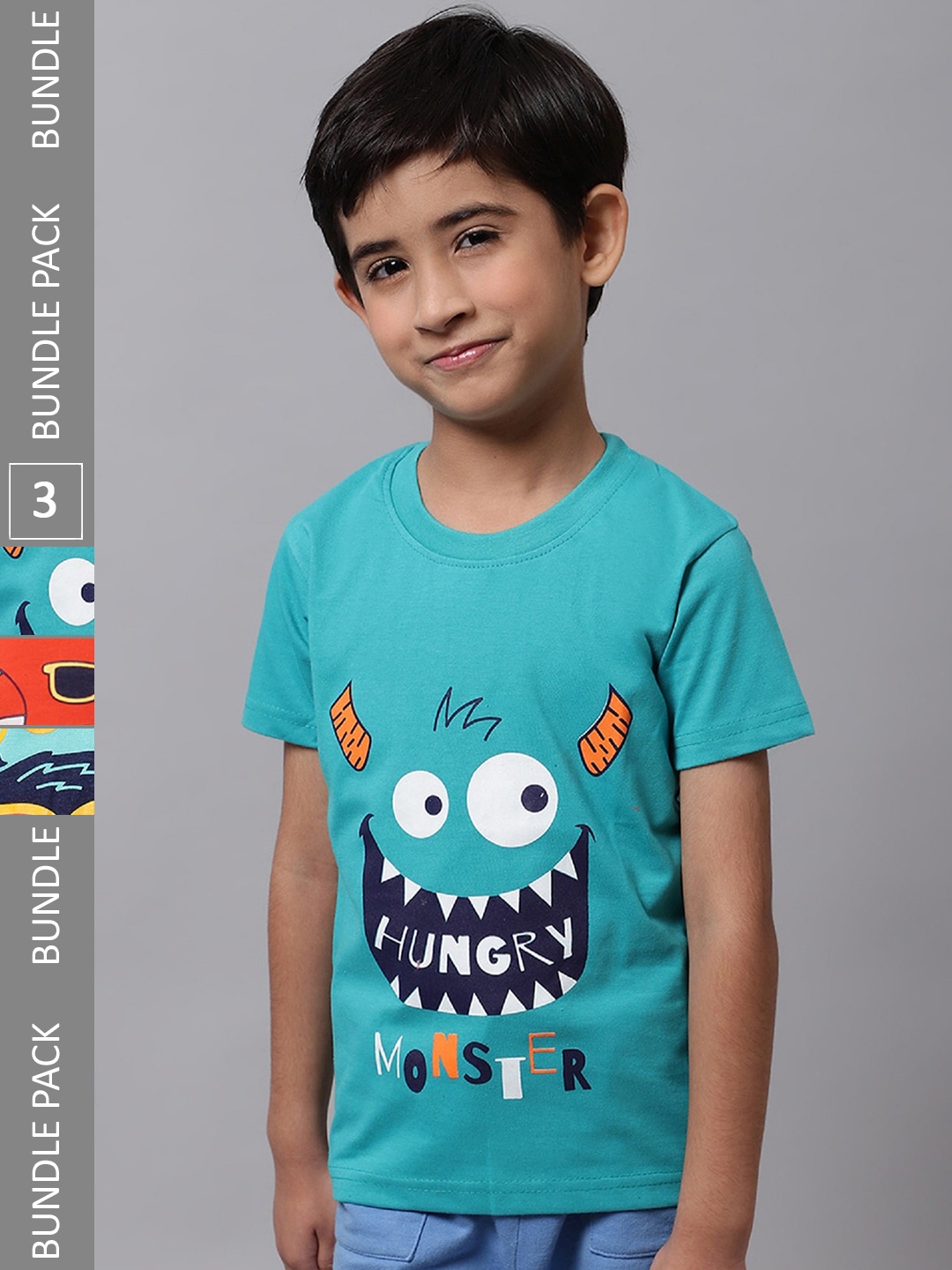 

BAESD Boys Pack Of 3 Printed Cotton T-shirts, Blue