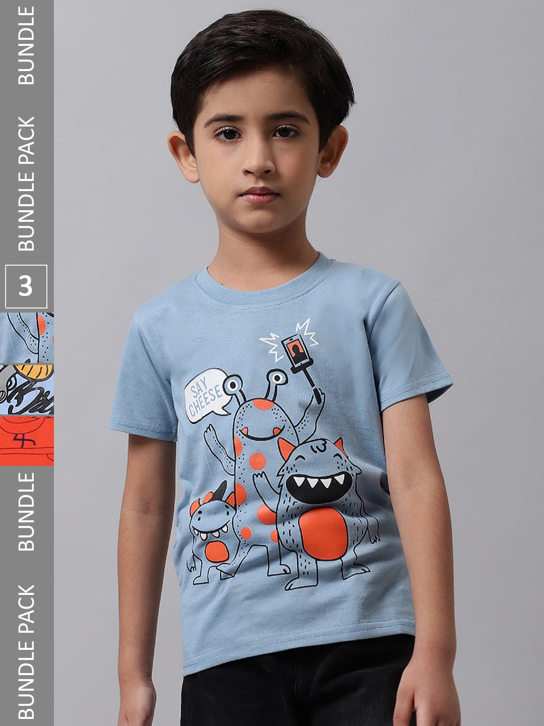 

BAESD Boys Pack Of 3 Printed Cotton T-Shirts, Blue