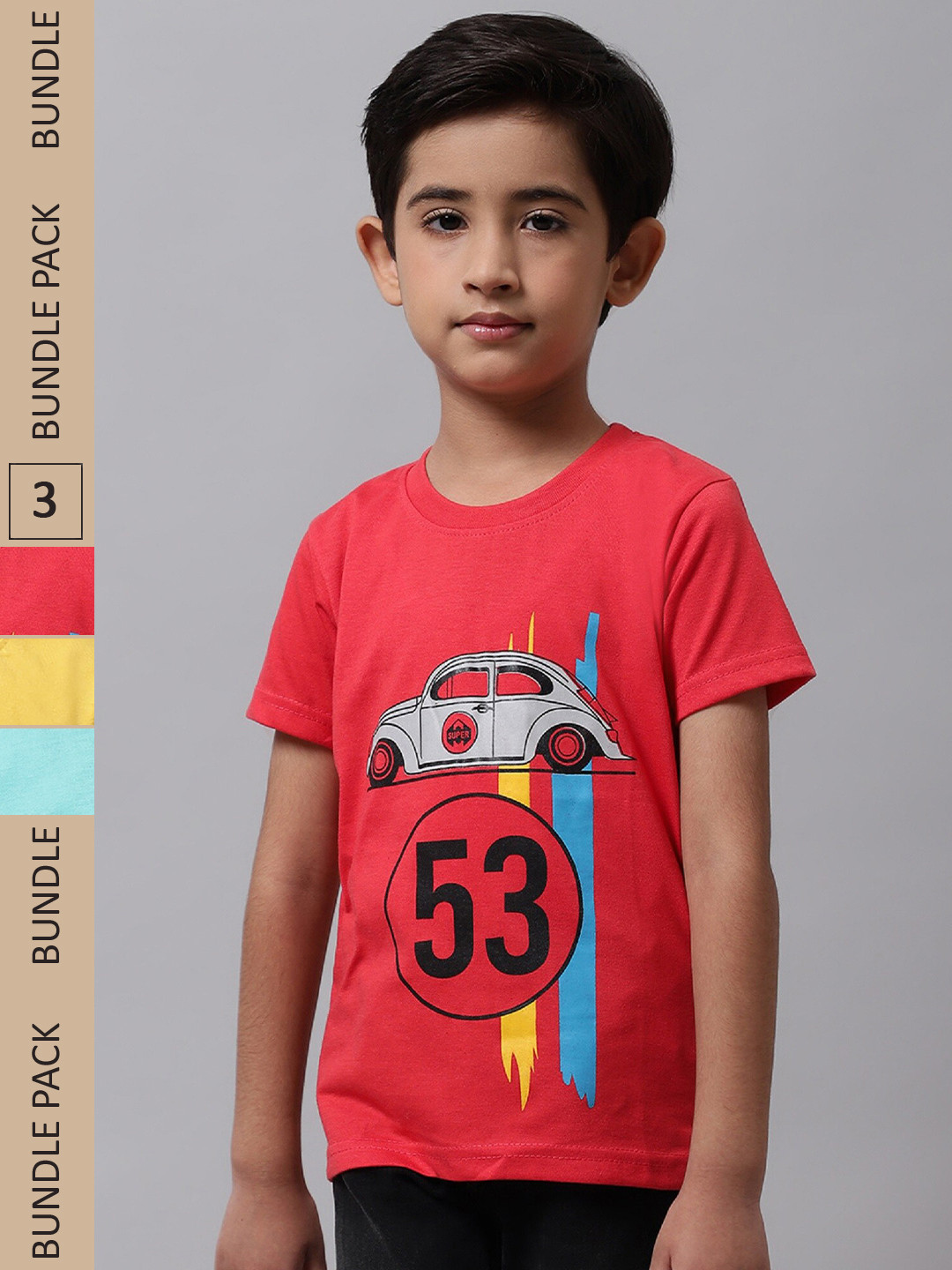

BAESD Boys Pack of 3 Graphic Printed T-Shirts, Yellow