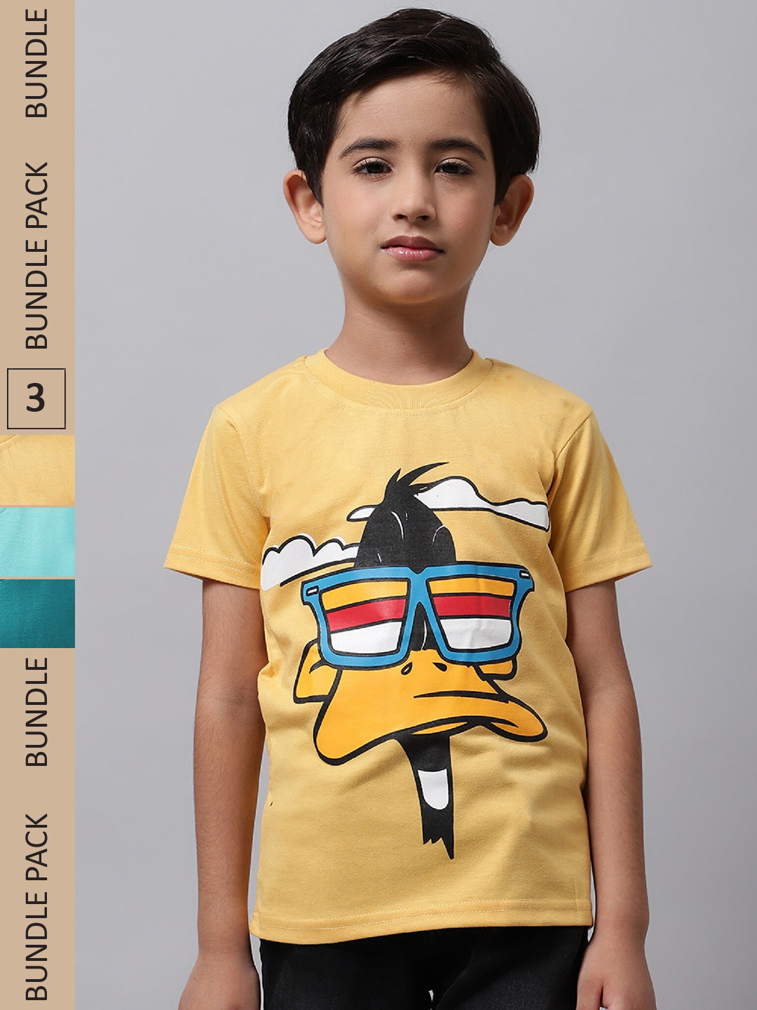 

BAESD Boys Pack of 3 Graphic Printed T-Shirts, Yellow