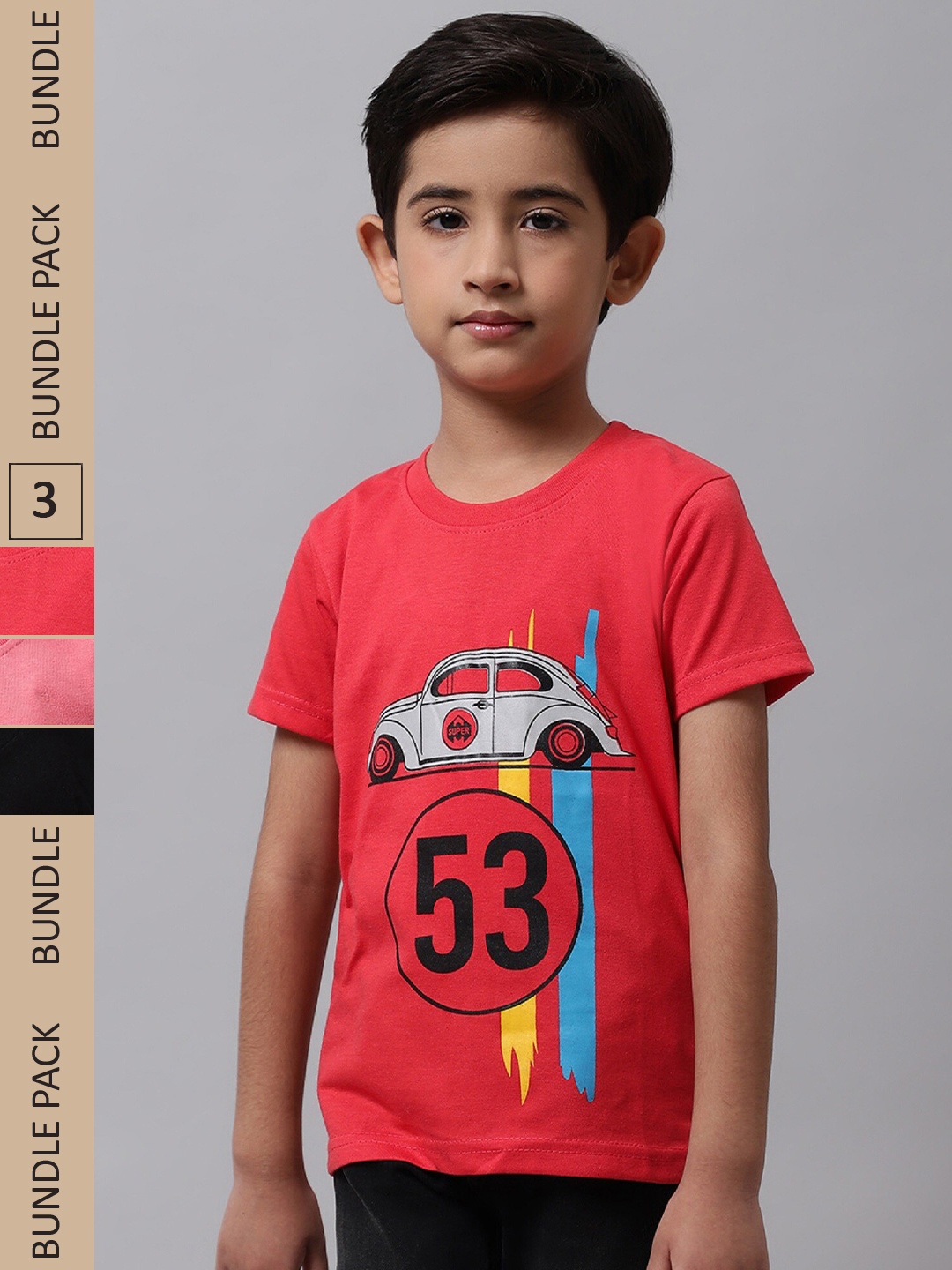 

BAESD Boys Pack Of 3 Printed Cotton T-shirt, Red