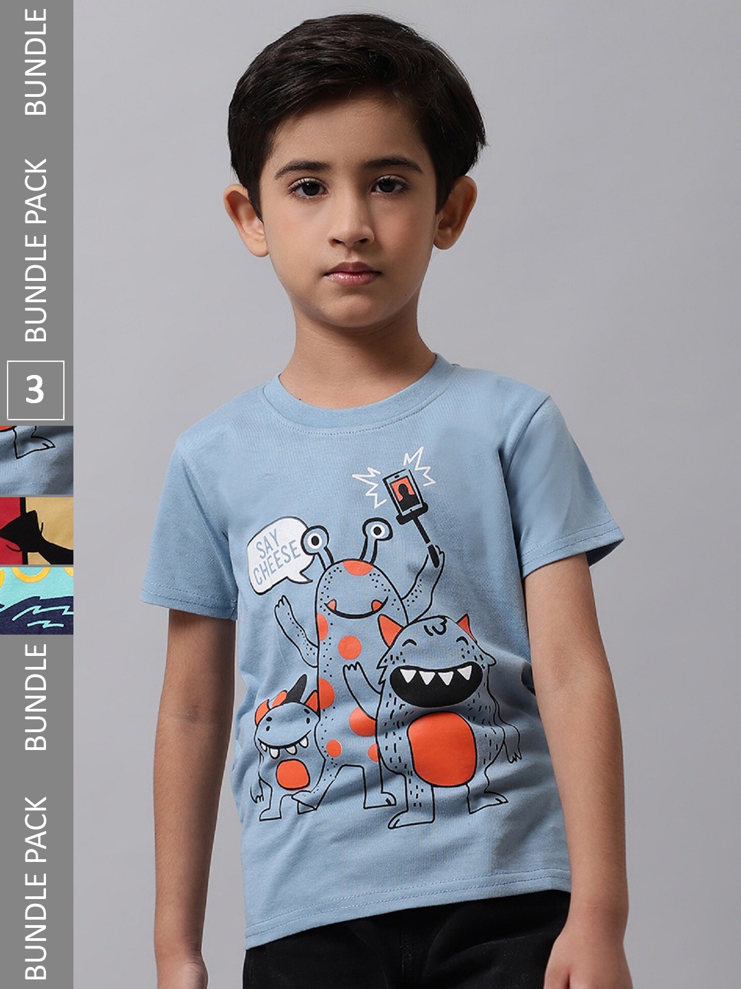 

BAESD Boys Pack of 3 Graphic Printed T-Shirts, Grey