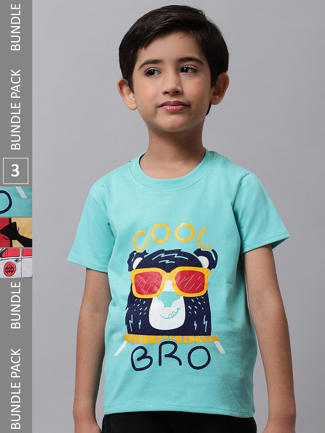 

BAESD Boys Pack of 3 Graphic Printed Cotton T-shirt, Blue