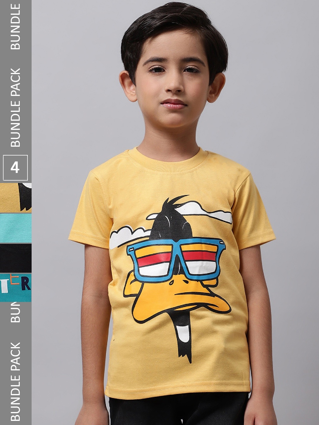 

BAESD Boys Pack Of 4 Printed Cotton T-shirt, Yellow