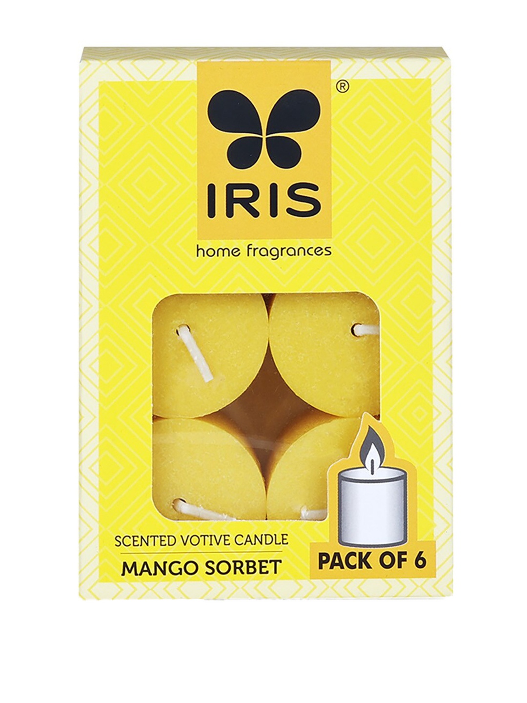 

Iris Home Fragrances 6-Pcs Yellow Mango Sorbet Scented Votive Candles Refill