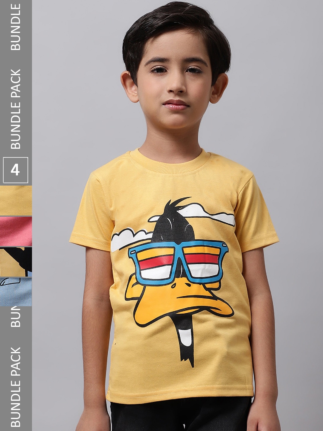 

BAESD Boys Pack Of 4 Printed Cotton T-shirt, Yellow