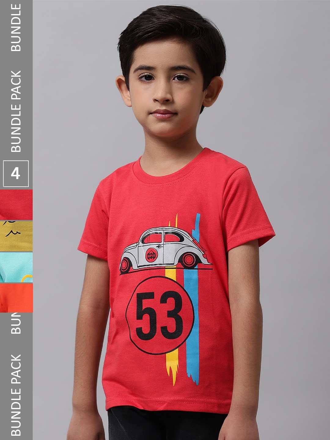

BAESD Boys Pack Of 4 Printed Cotton T-shirt, Orange