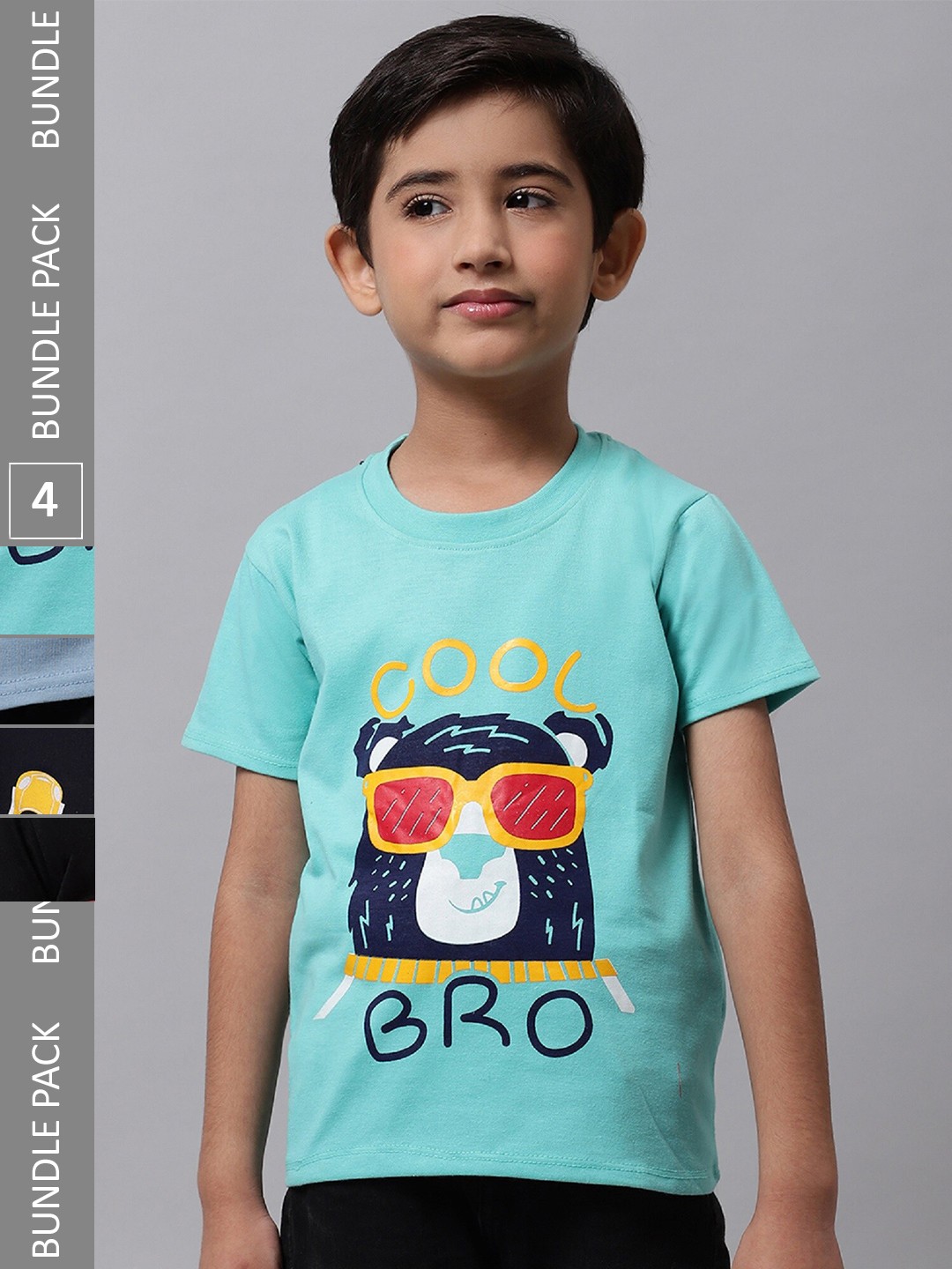 

BAESD Boys Pack Of 4 Printed Cotton T-Shirt, Blue