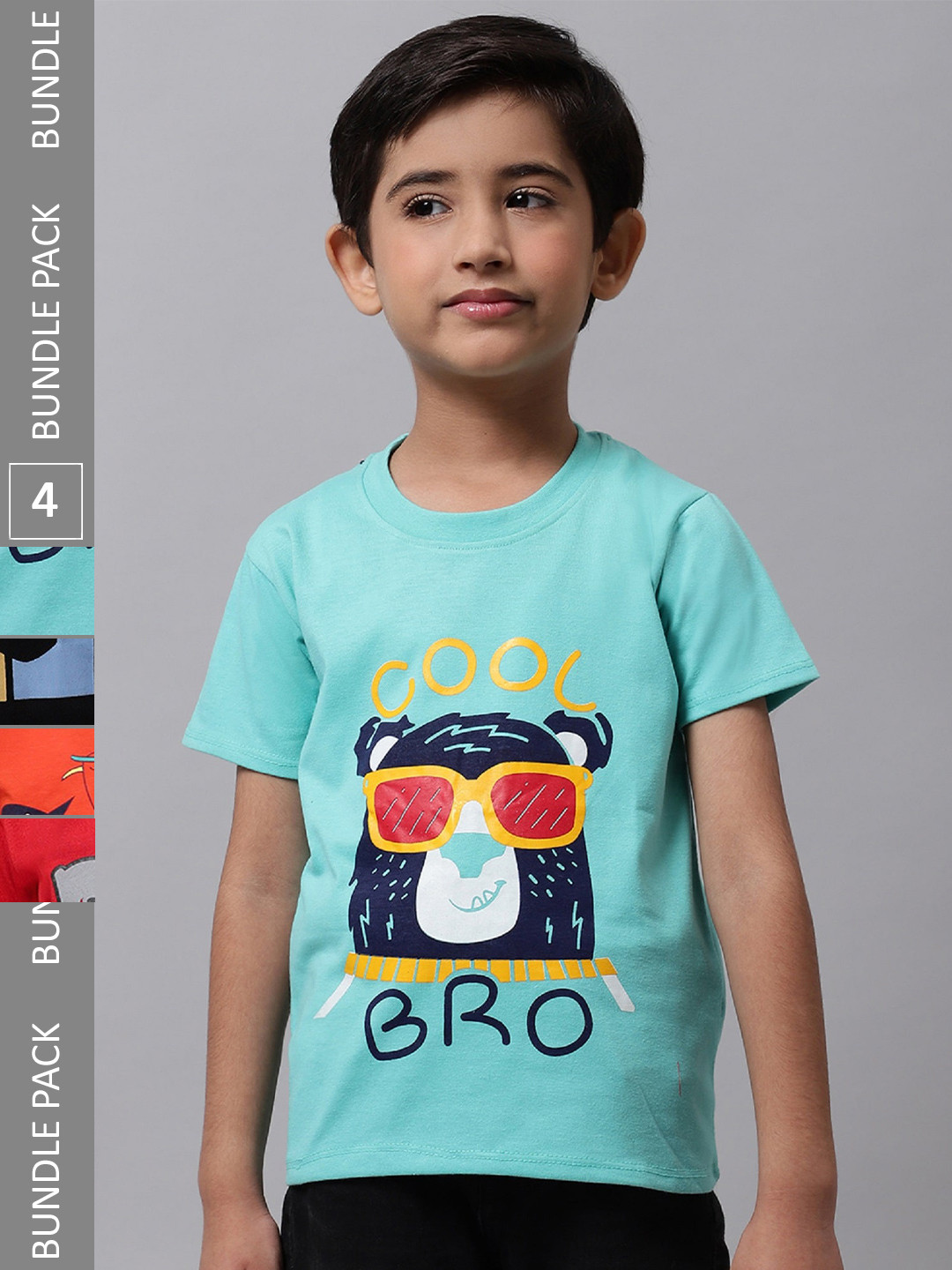 

BAESD Boys Pack Of 4 Printed Cotton T-Shirt, Blue