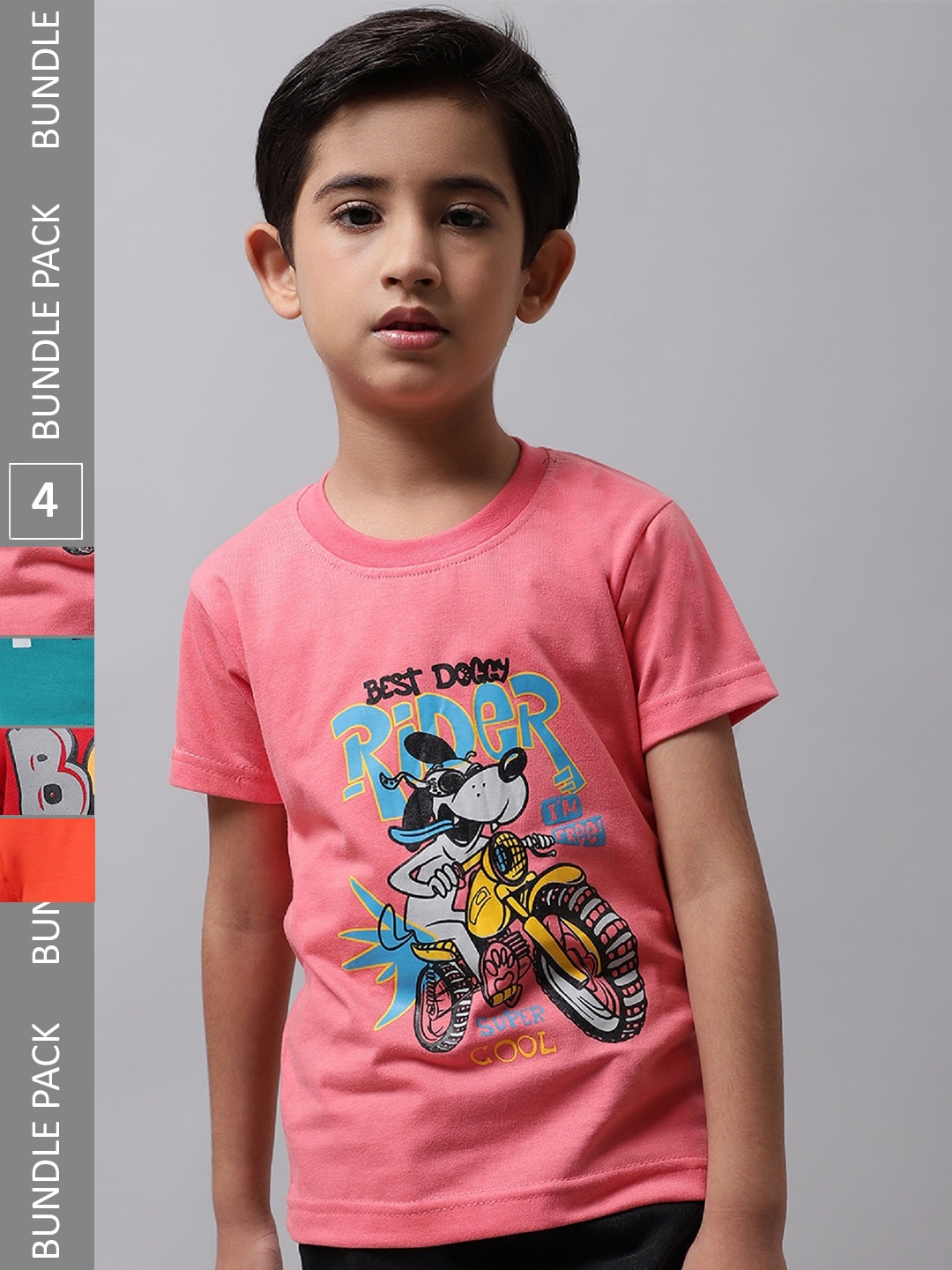 

BAESD Boys Pack of 4 Graphic Cotton T-shirts, Pink