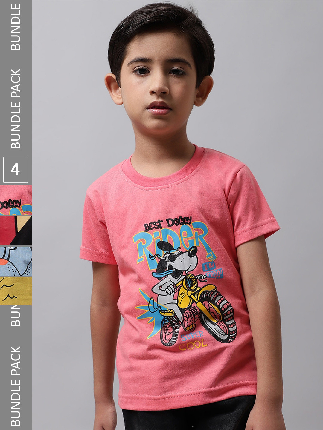 

BAESD Boys Pack Of 4 Printed Cotton T-shirts, Pink