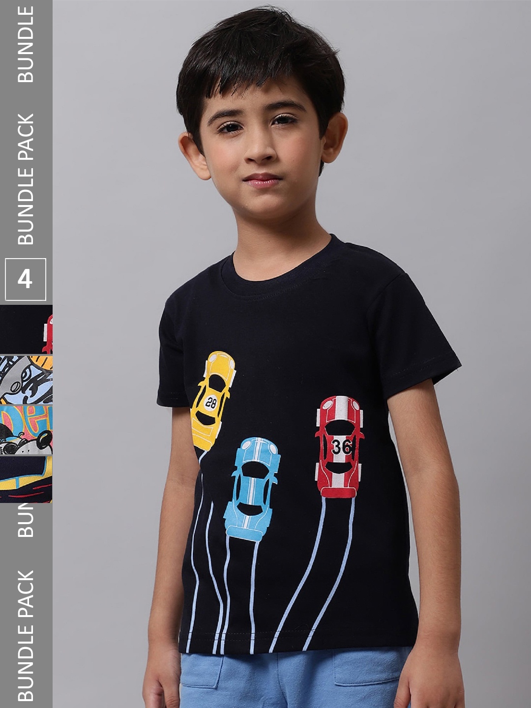 

BAESD Boys Pack Of 4 Printed Cotton T-shirt, Black
