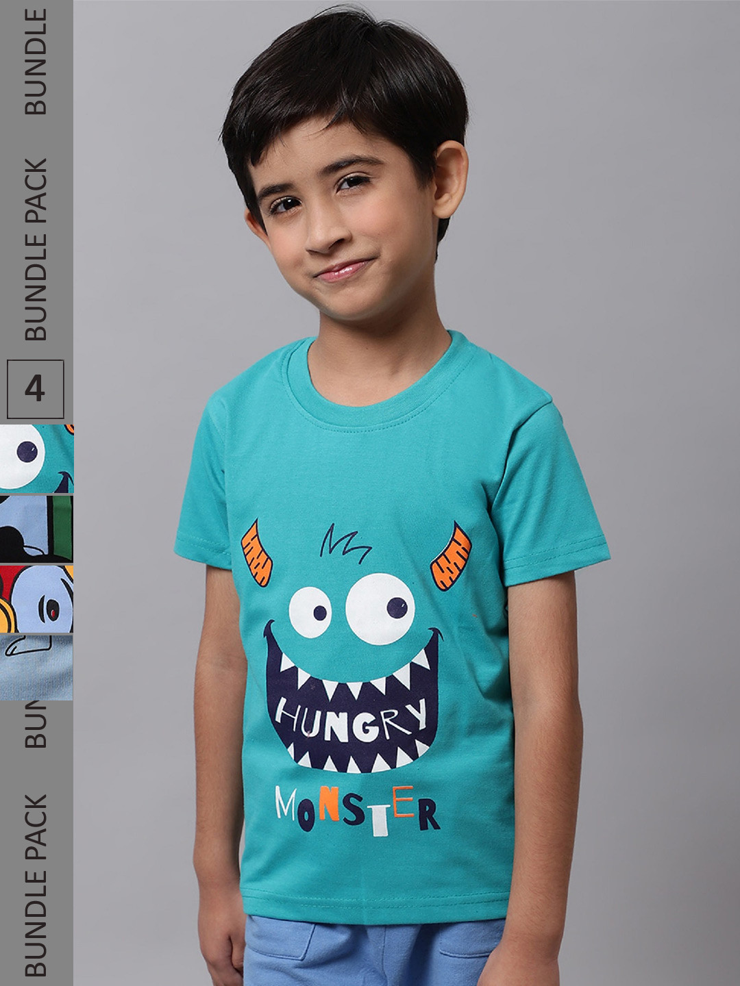 

BAESD Boys Pack Of 4 Printed Cotton T-shirts, Blue