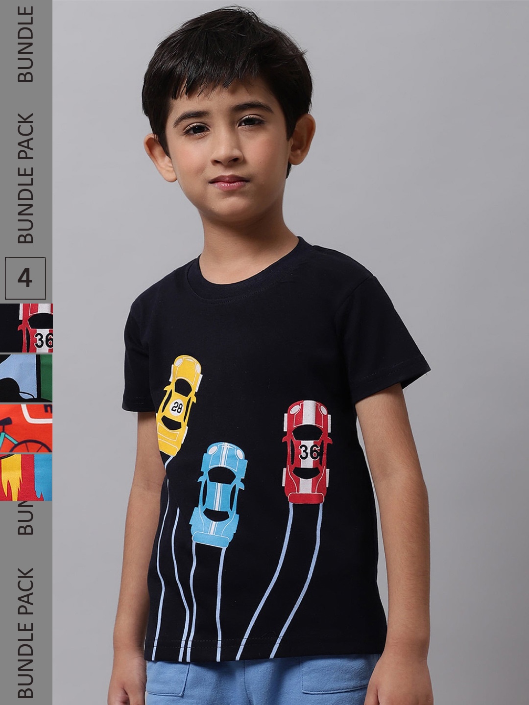 

BAESD Boys Pack Of 4 Looney Tones Graphic Printed Knitted Cotton T-Shirts, Black