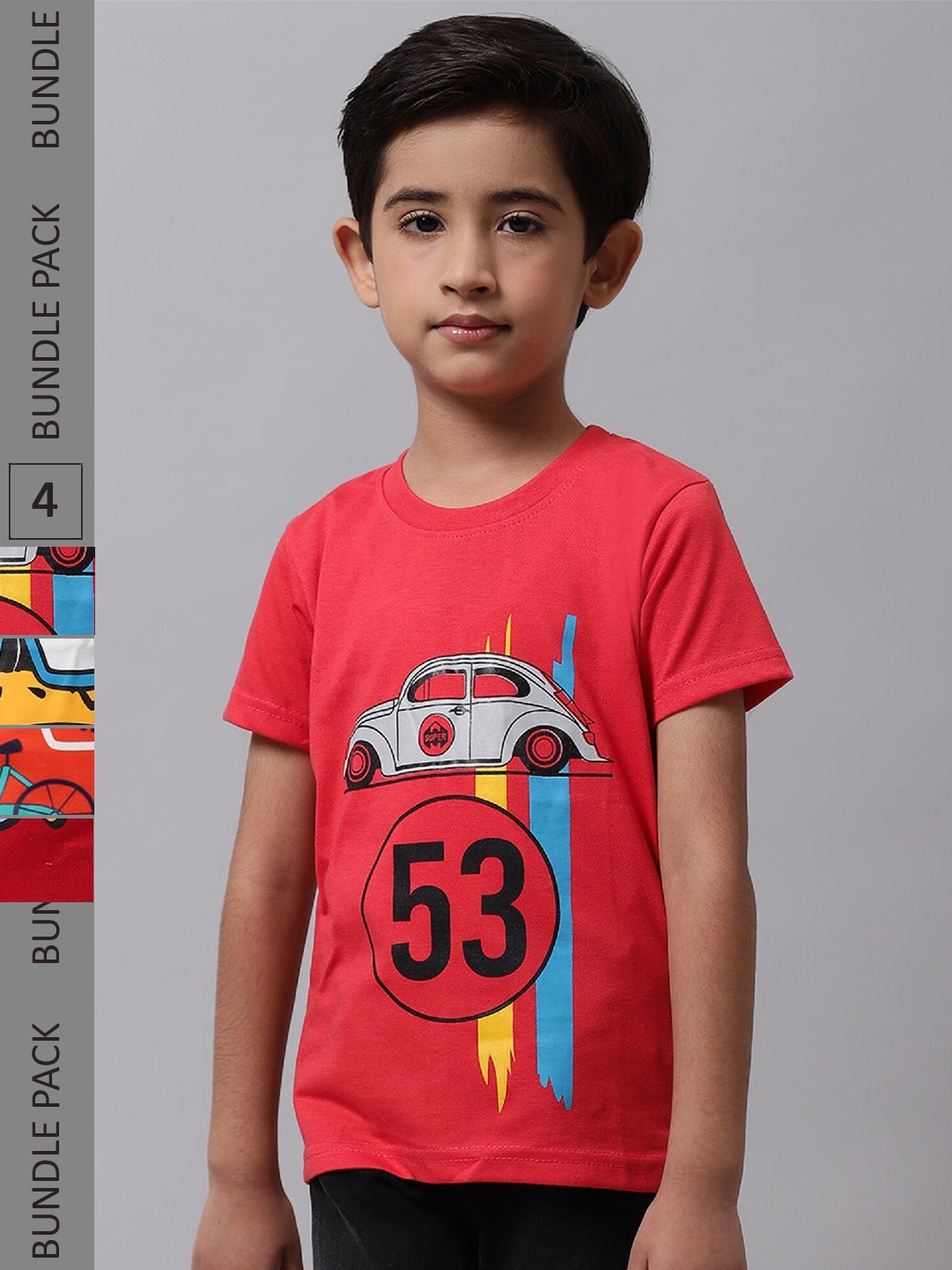 

BAESD Boys Pack Of 4 Printed Cotton T-shirt, Orange