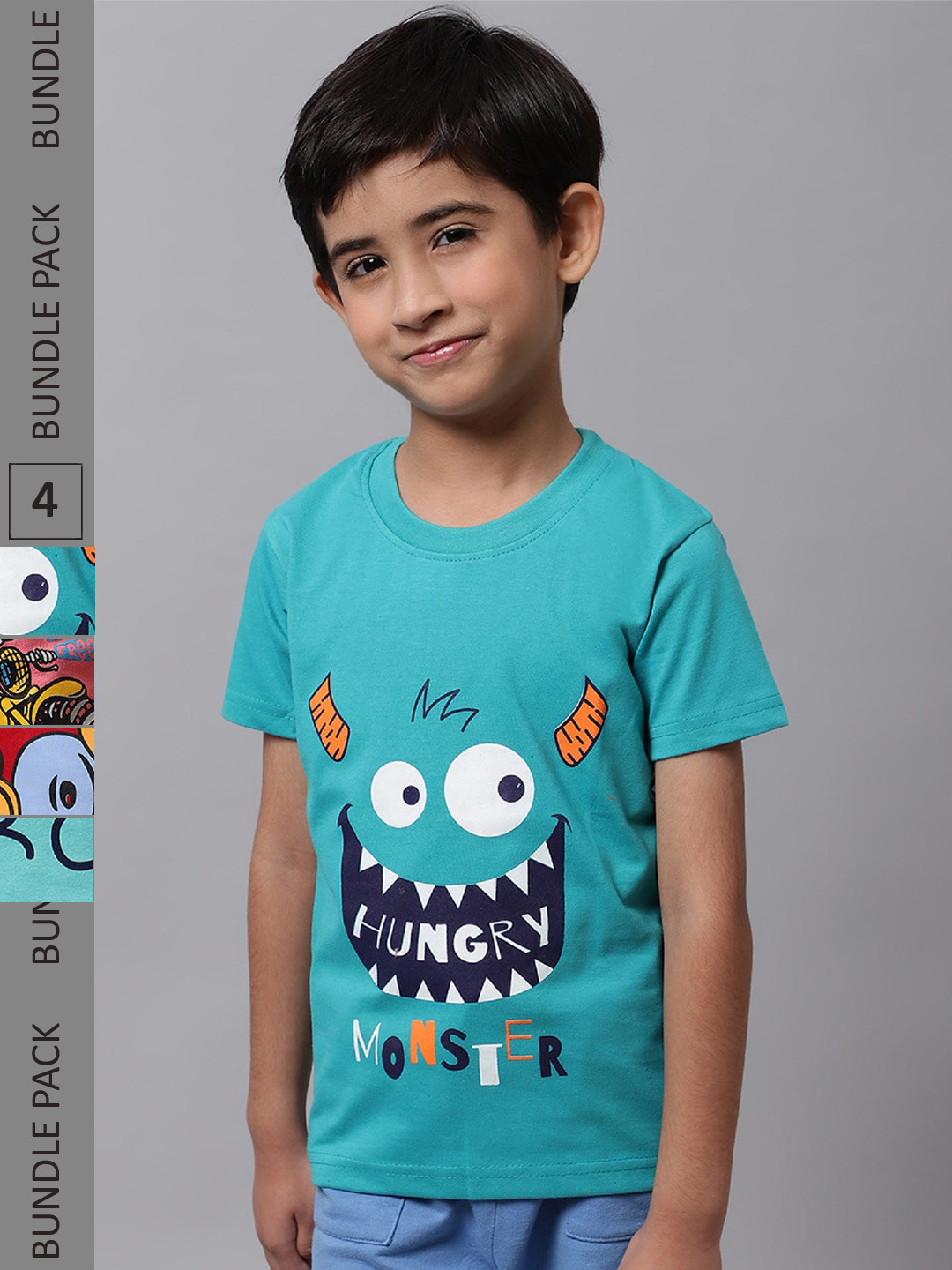 

BAESD Boys Pack Of 4 Printed Cotton T-Shirt, Blue