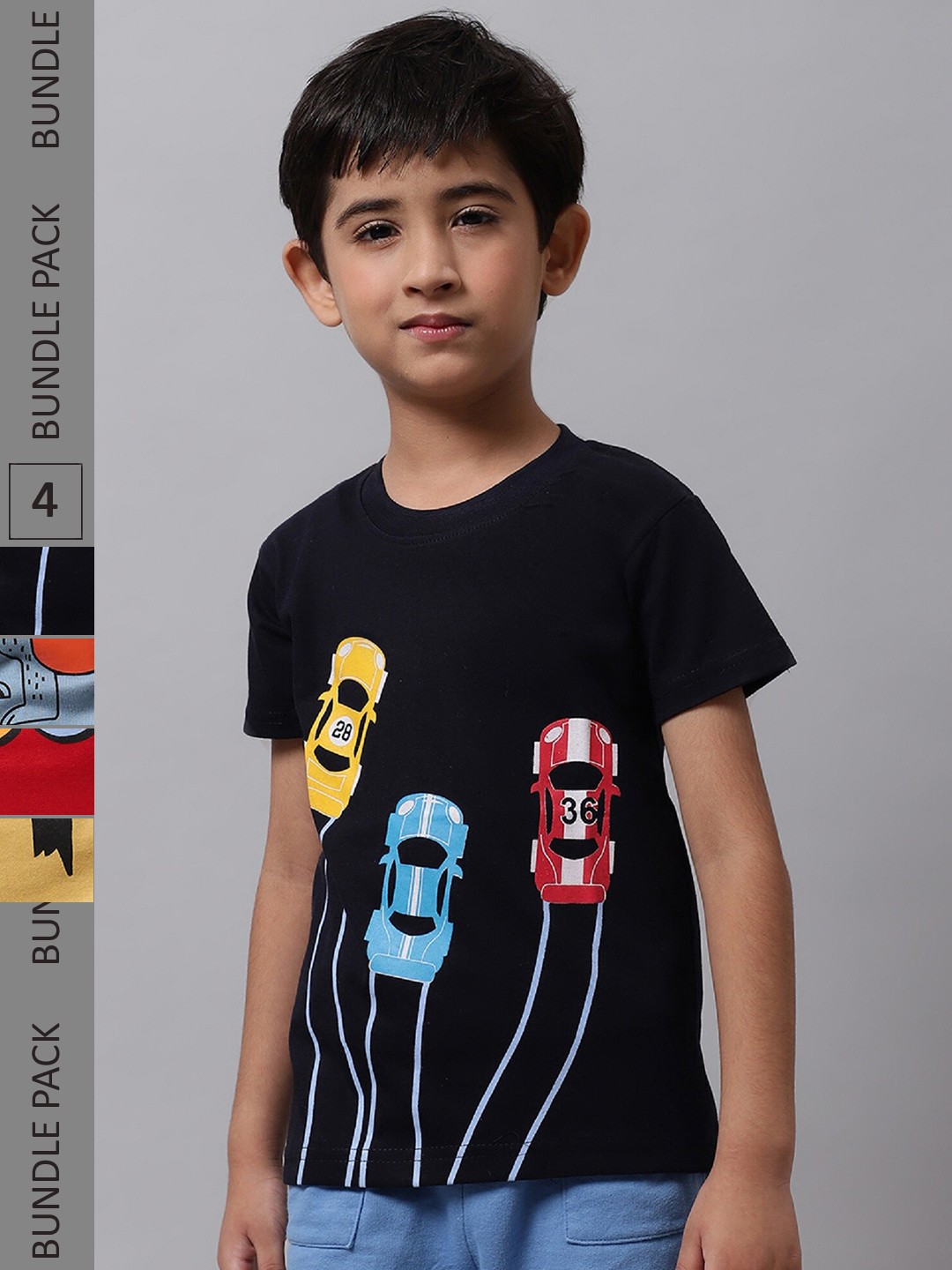

BAESD Boys Pack Of 4 Printed Cotton T-shirt, Black