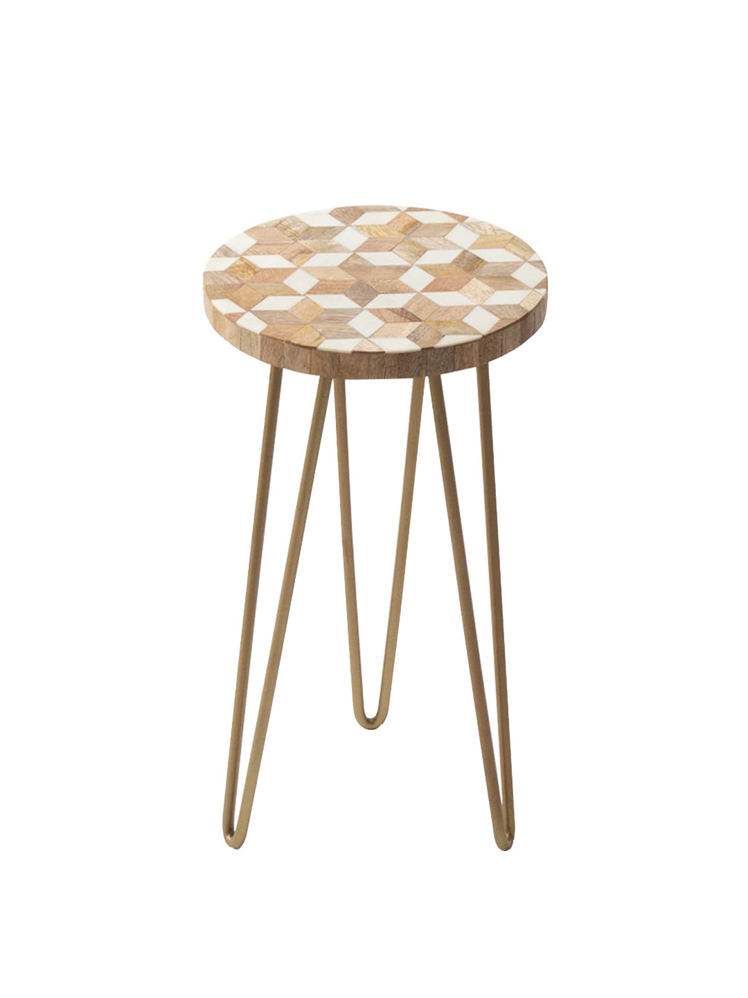

CASA DECOR Brown & White Rhombus Mosaic Plant Stand