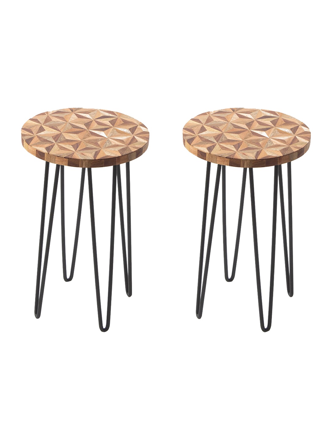 

CASA DECOR 2 Pcs Round Shaped Wooden Plant Stand, Brown