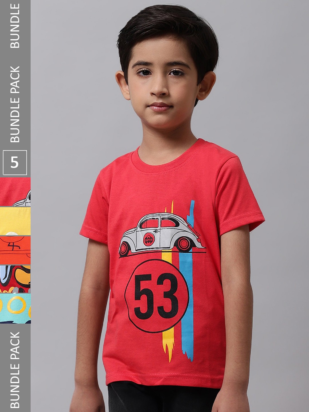 

BAESD Boys Pack Of 5 Printed Cotton T-shirts, Orange