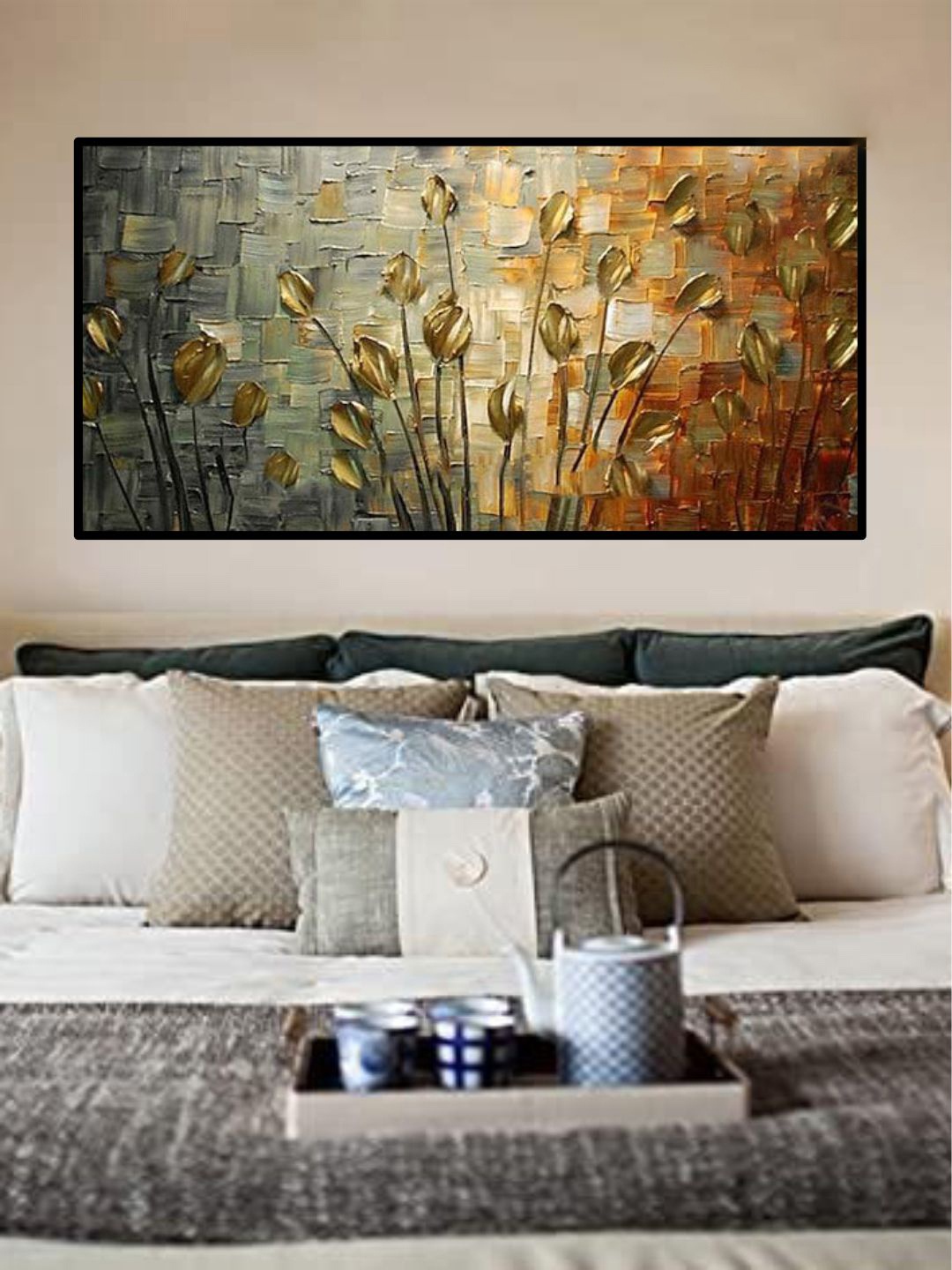 

THE HANDMADE FLAIR Brown & Grey Abstract Painting Framed Wall Art