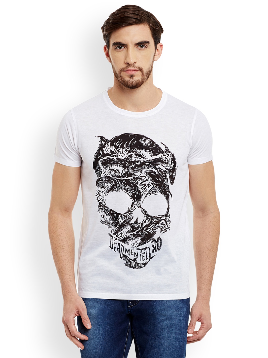 

Disney by Wear Your Mind Men White Printed Round Neck T-shirt