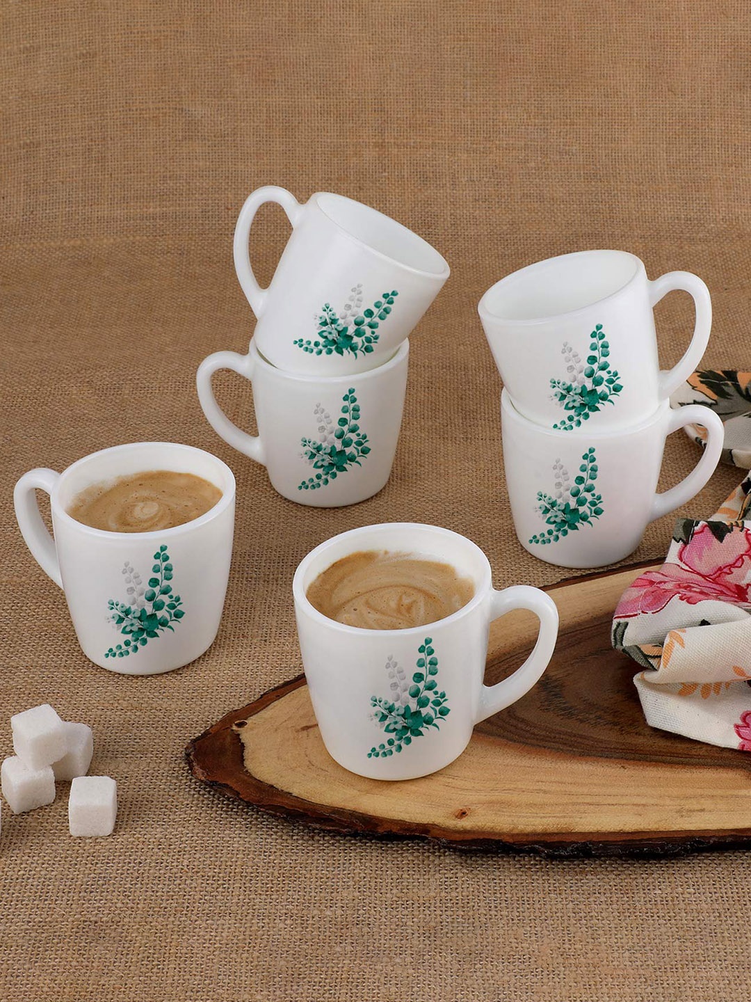 

Cello Ricca 6-Pieces White & Green Cups 100 ml Each