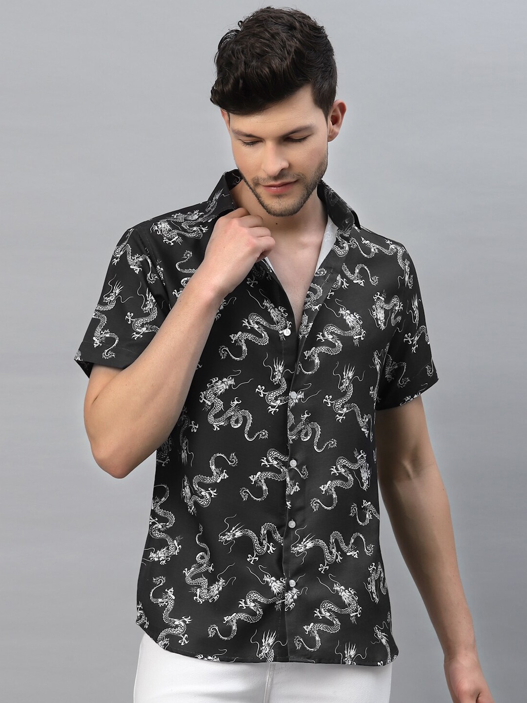 

Gavin Paris Smart Slim Fit Conversational Printed Casual Shirt, Black