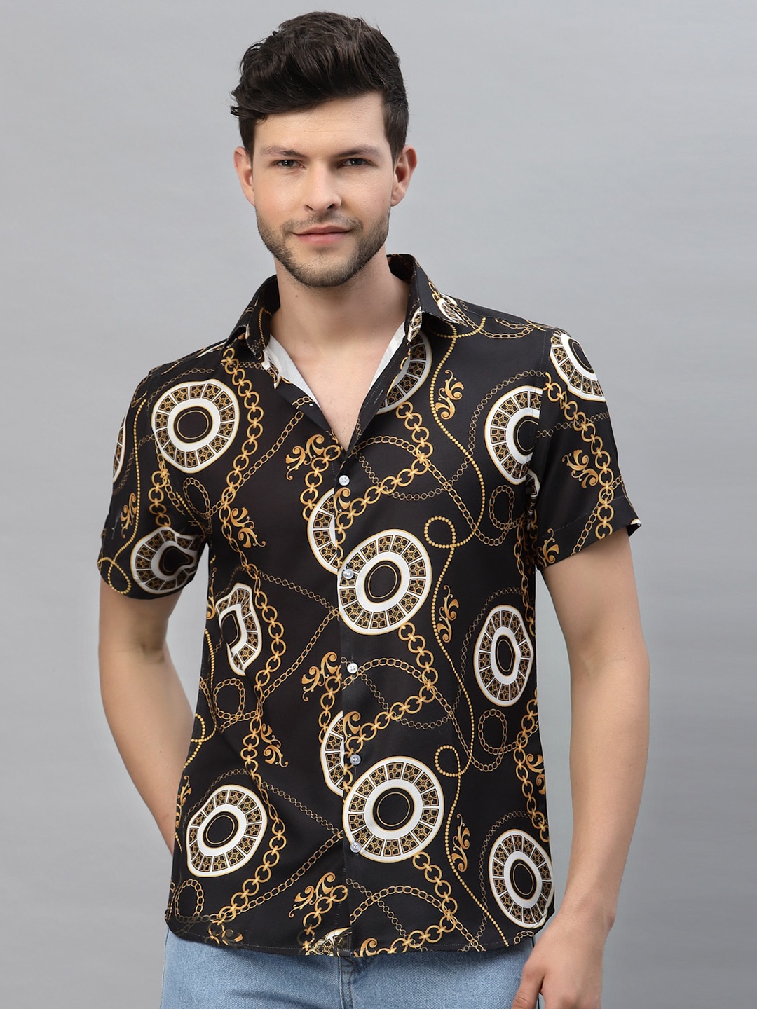 

Gavin Paris Abstract Printed Smart Slim Fit Casual Shirt, Black