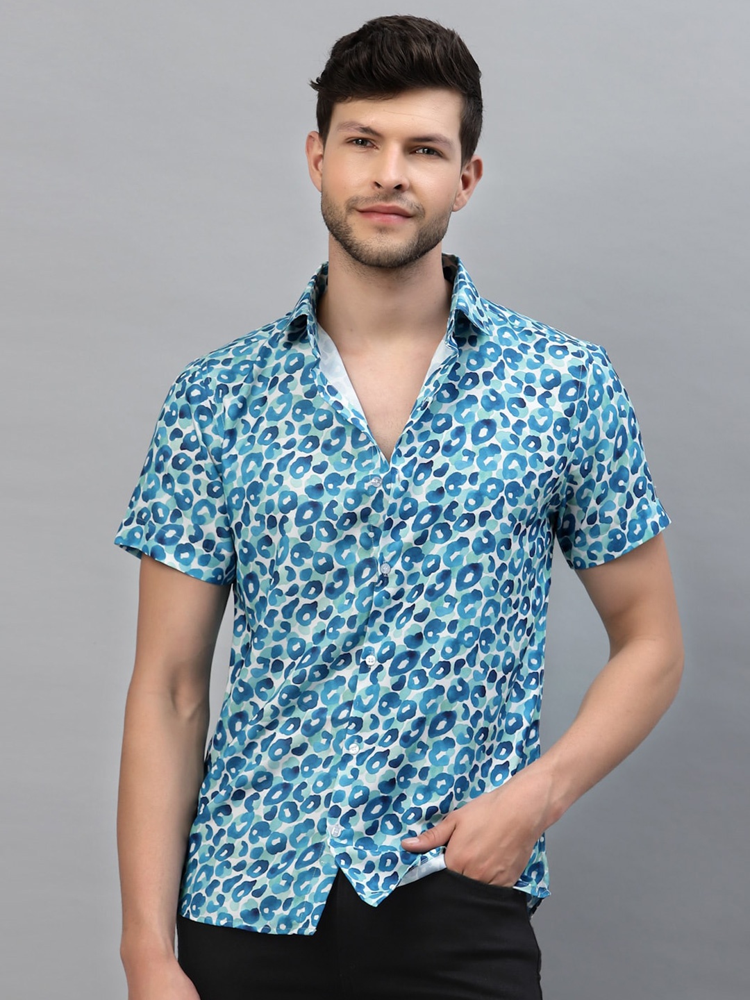 

Gavin Paris Abstract Printed Smart Slim Fit Casual Shirt, Blue